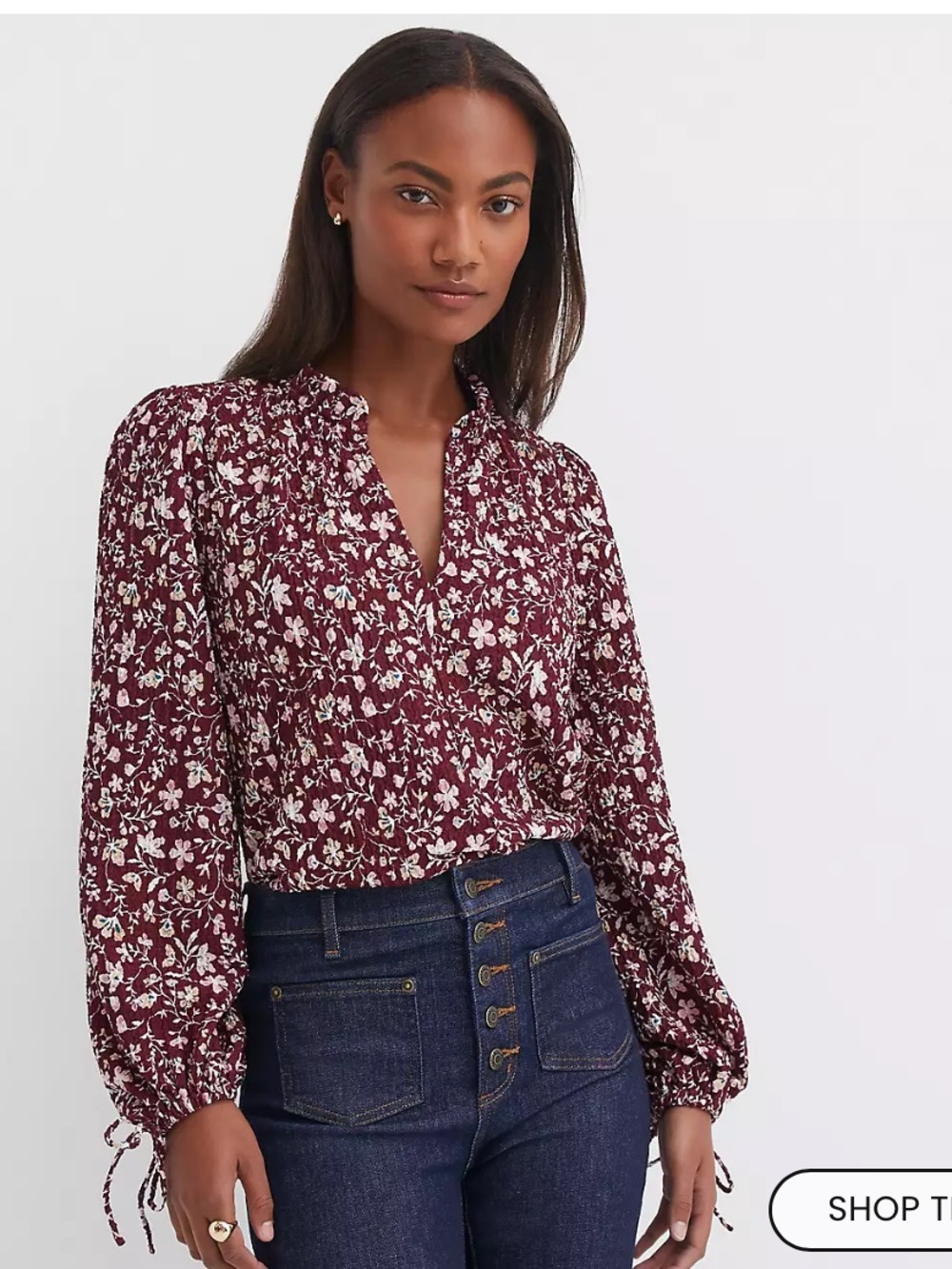 Loft Floral Crinkle Top